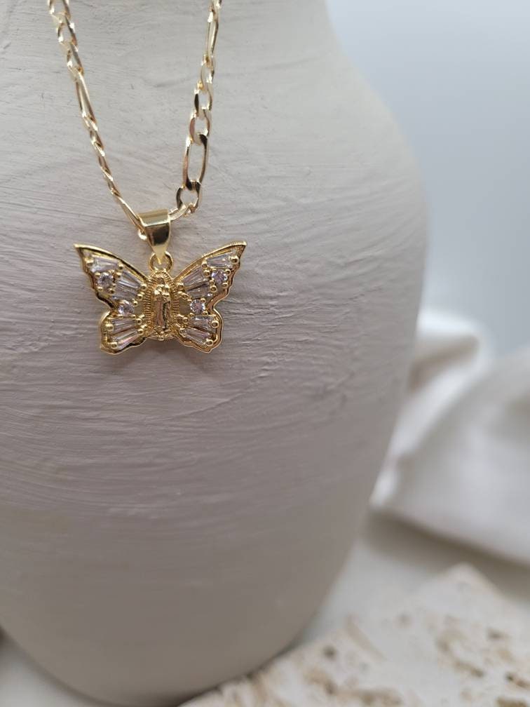 Butterfly Monarch Virgin Mary Necklace