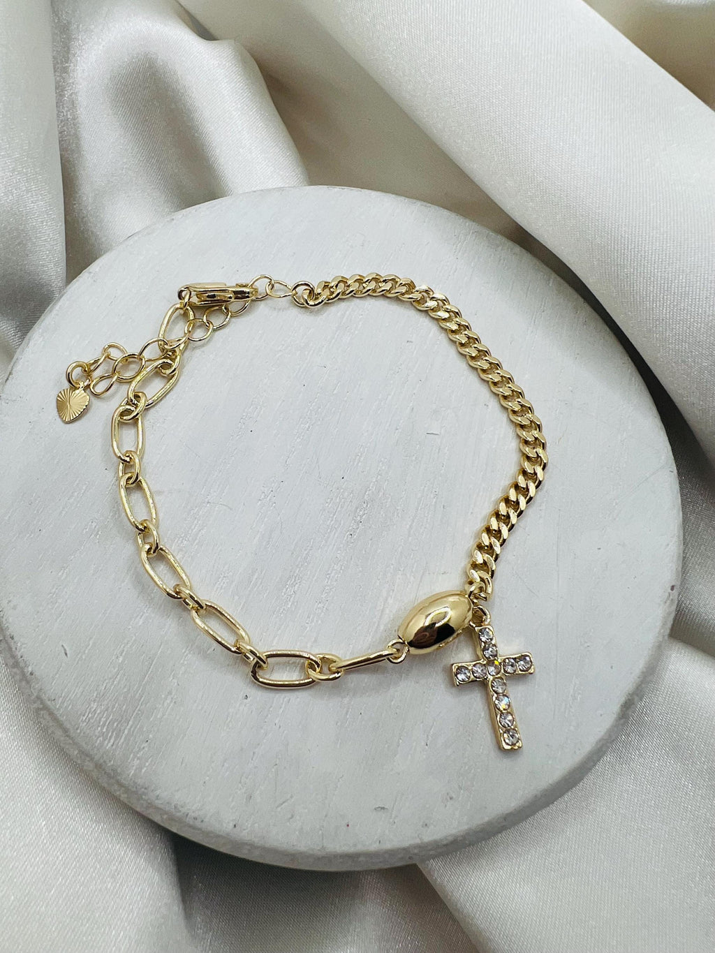 Rhinestone Cross Bracelet