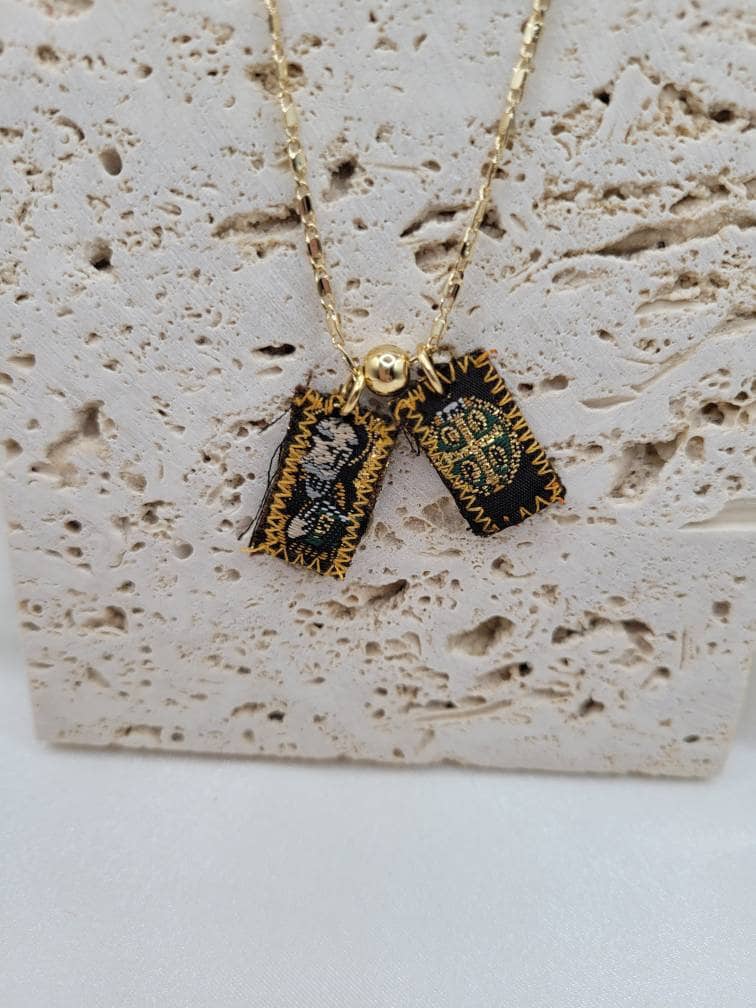 Mini Scapular 18k gold filled necklace, diff. Saint options