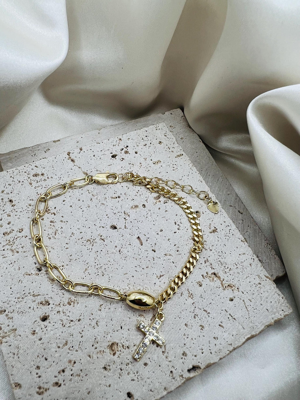 Rhinestone Cross Bracelet