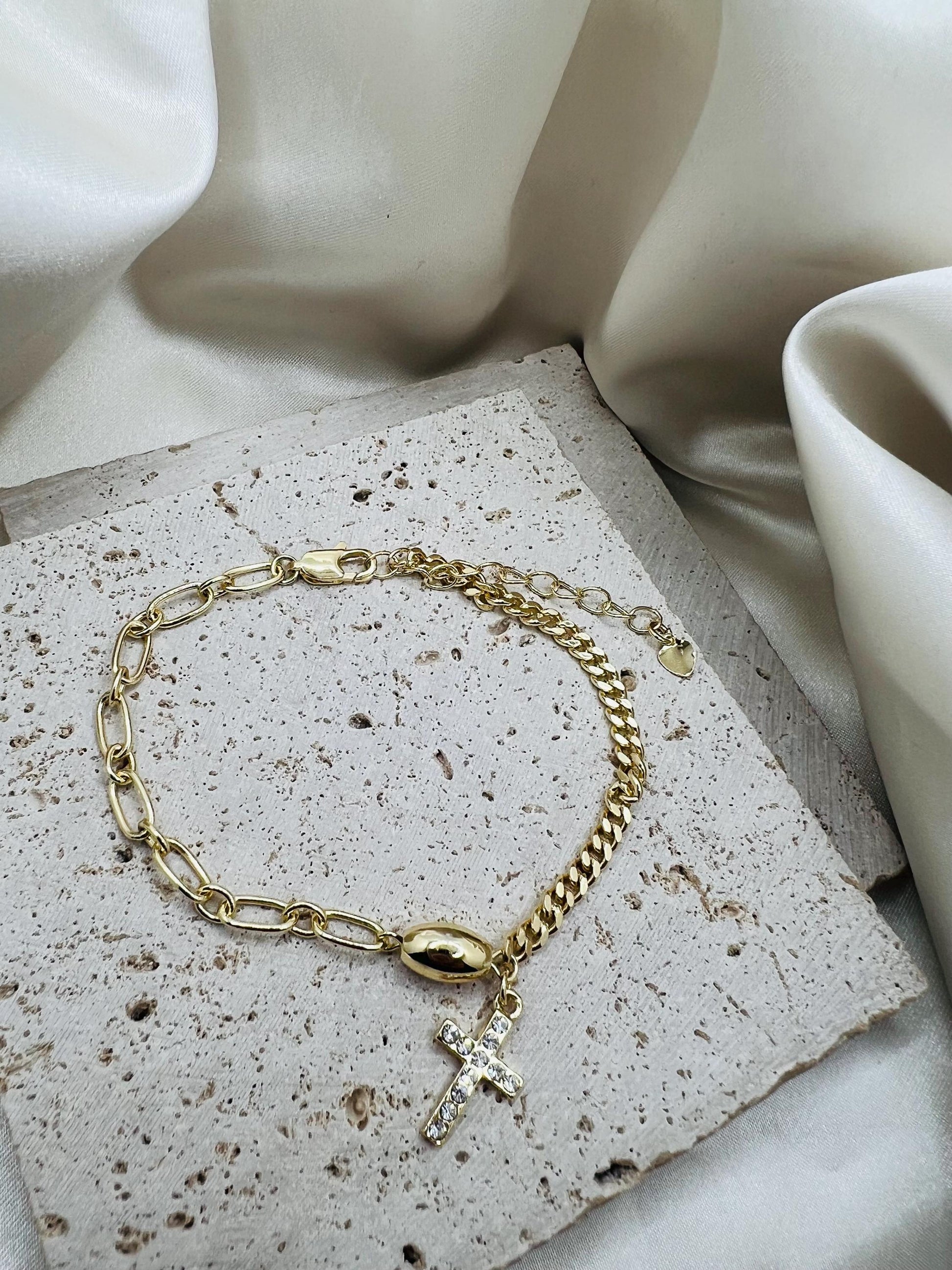 Rhinestone Cross Bracelet