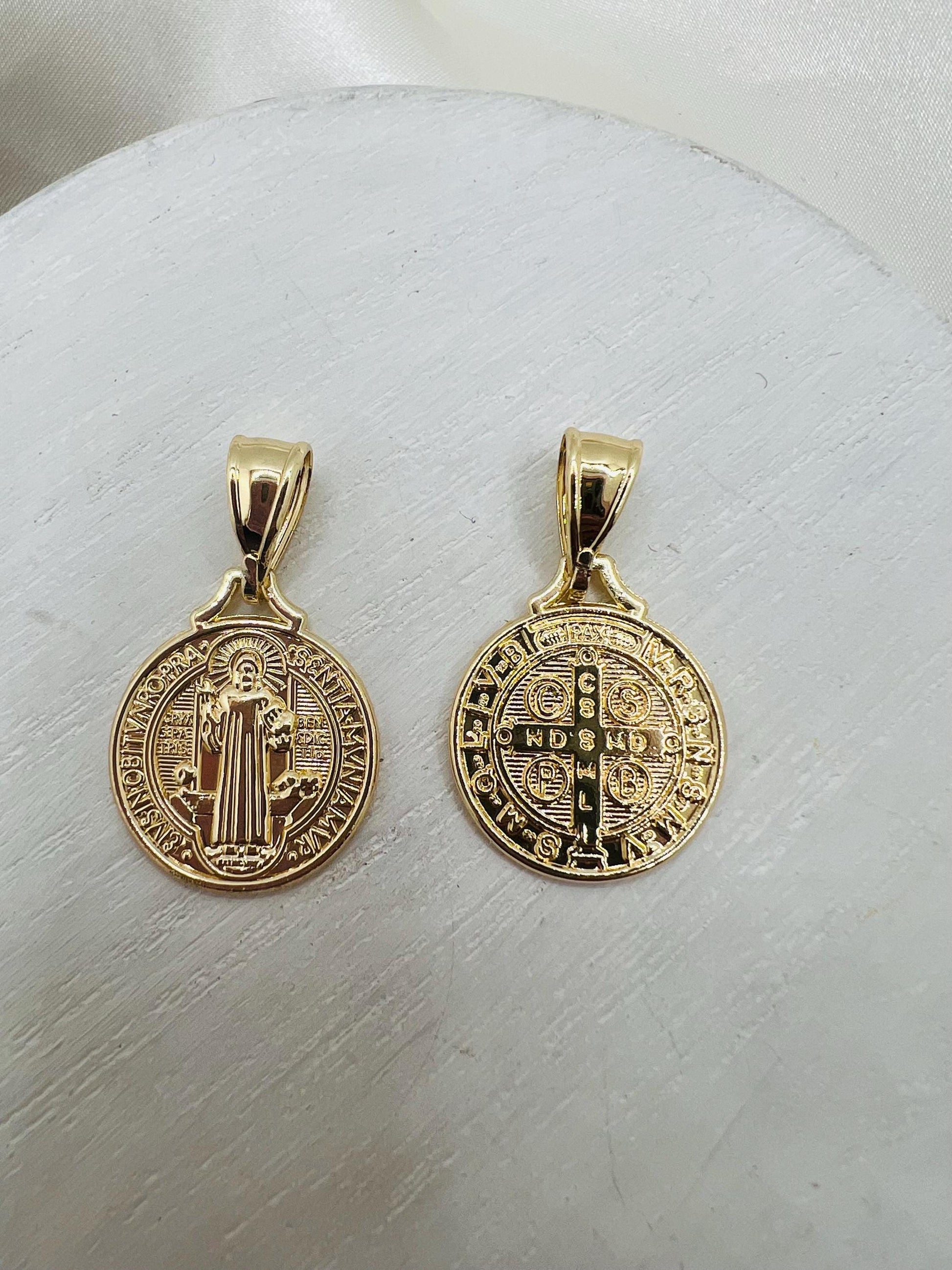 Classic St.Benedict charm necklace, 18k gold filled, San Benito