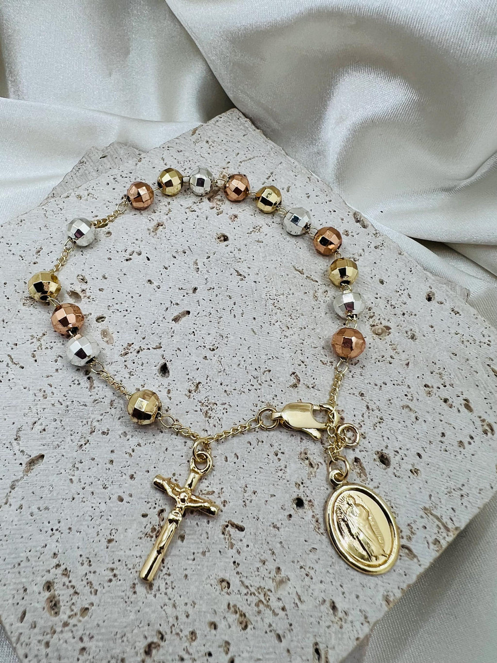 St.Jude Rosary Bracelet, tri tone