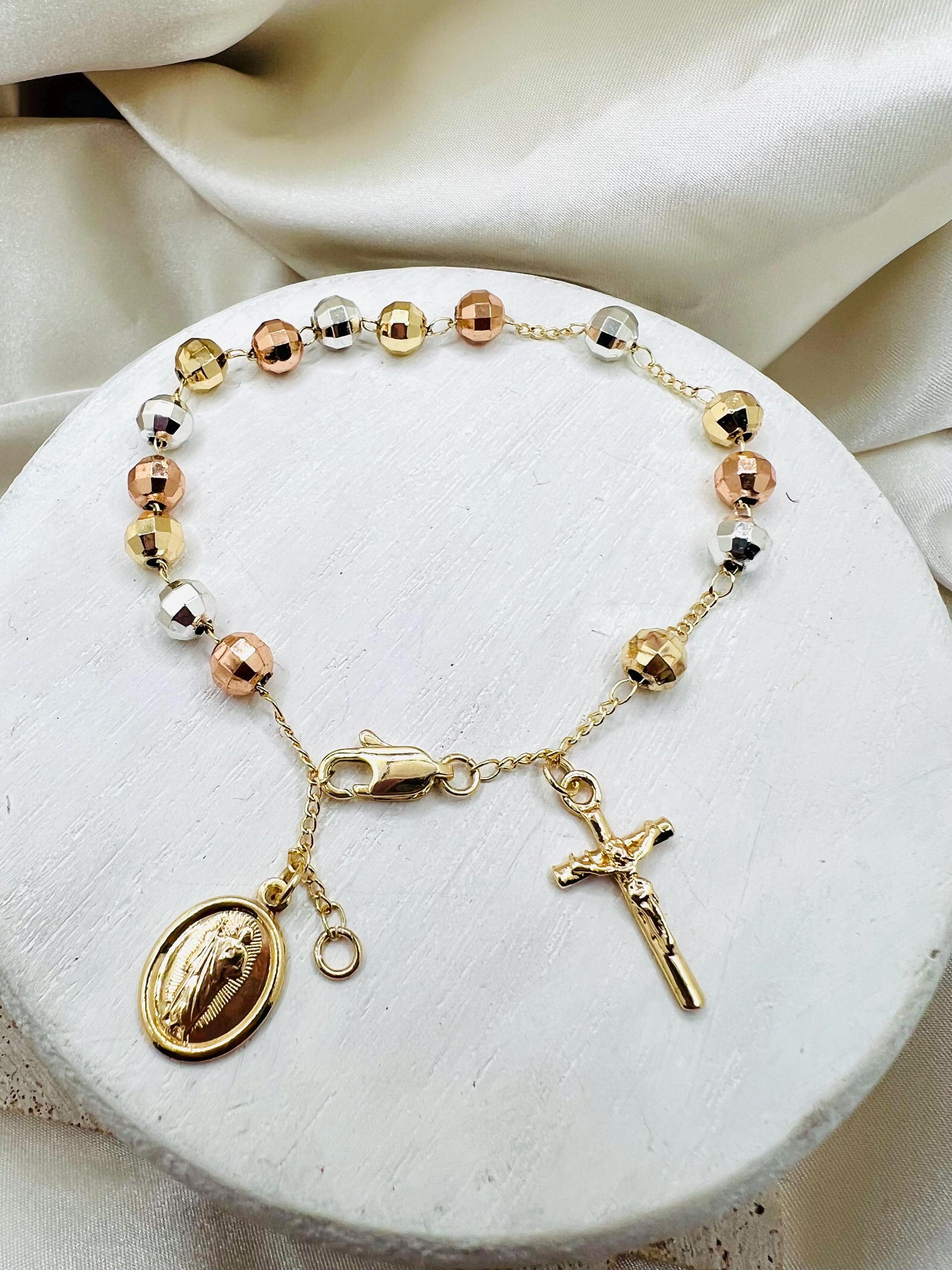 St.Jude Rosary Bracelet, tri tone