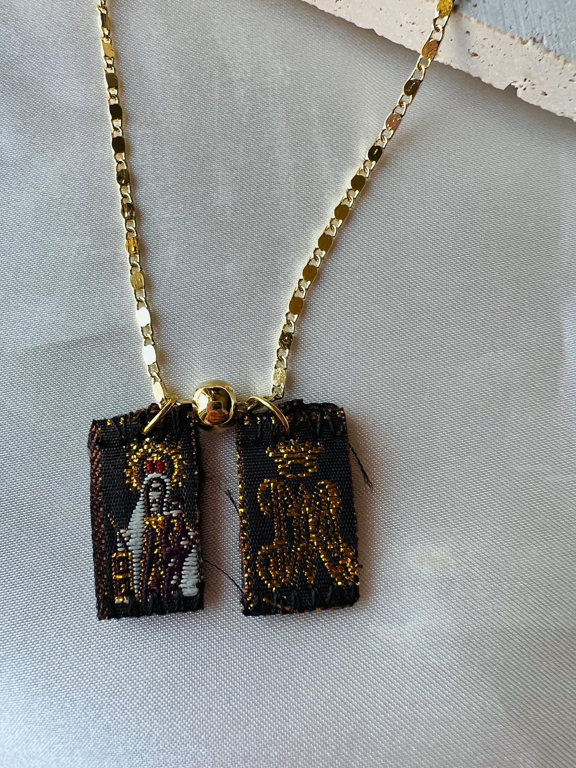 Mini Scapular 18k gold filled necklace, diff. Saint options