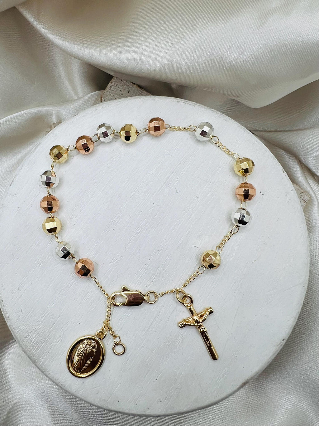 St.Jude Rosary Bracelet, tri tone