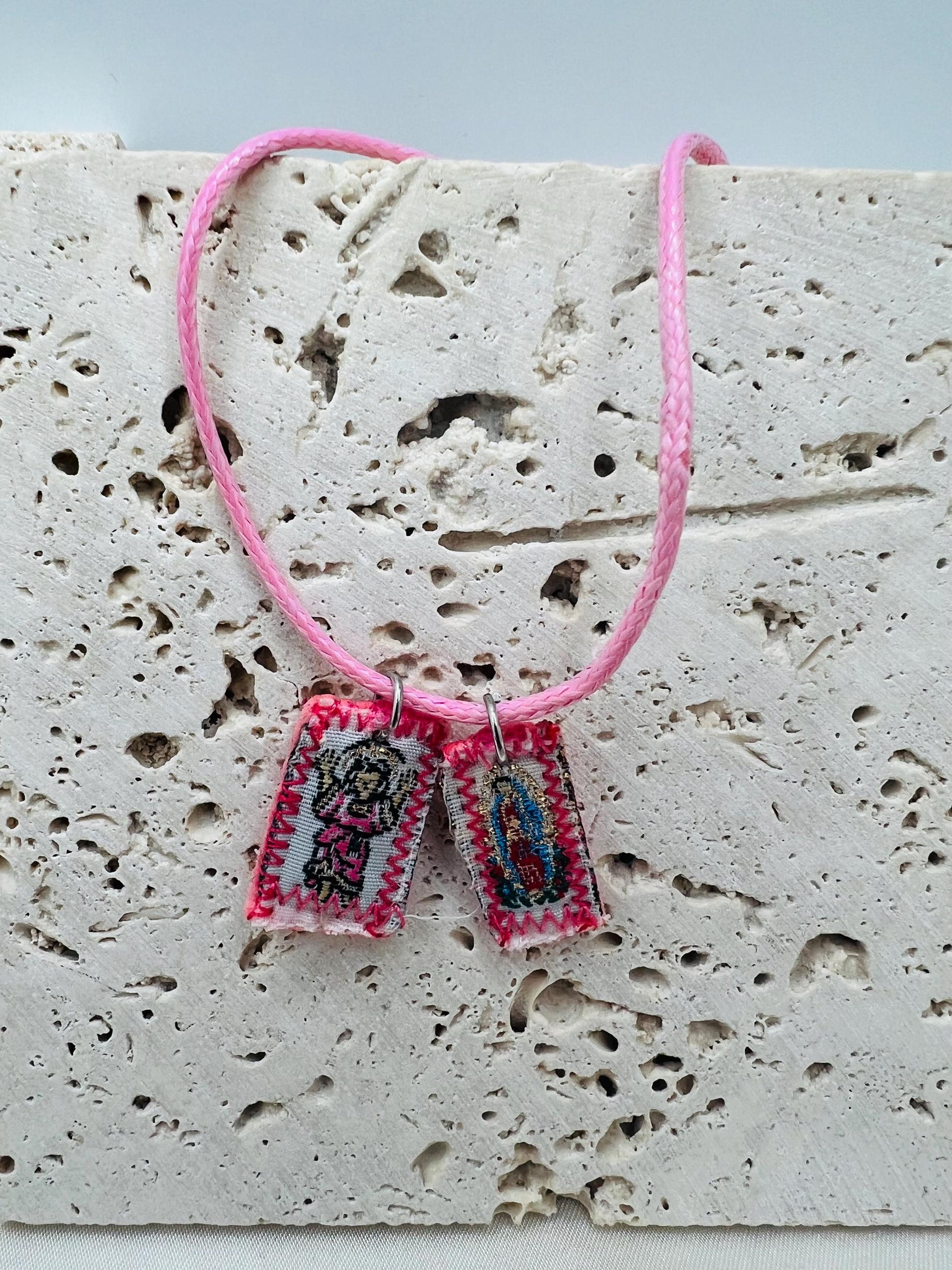 Scapular Divino Niño necklace, blue, pink, boy, girl, Virgen de Guadalupe, String necklace