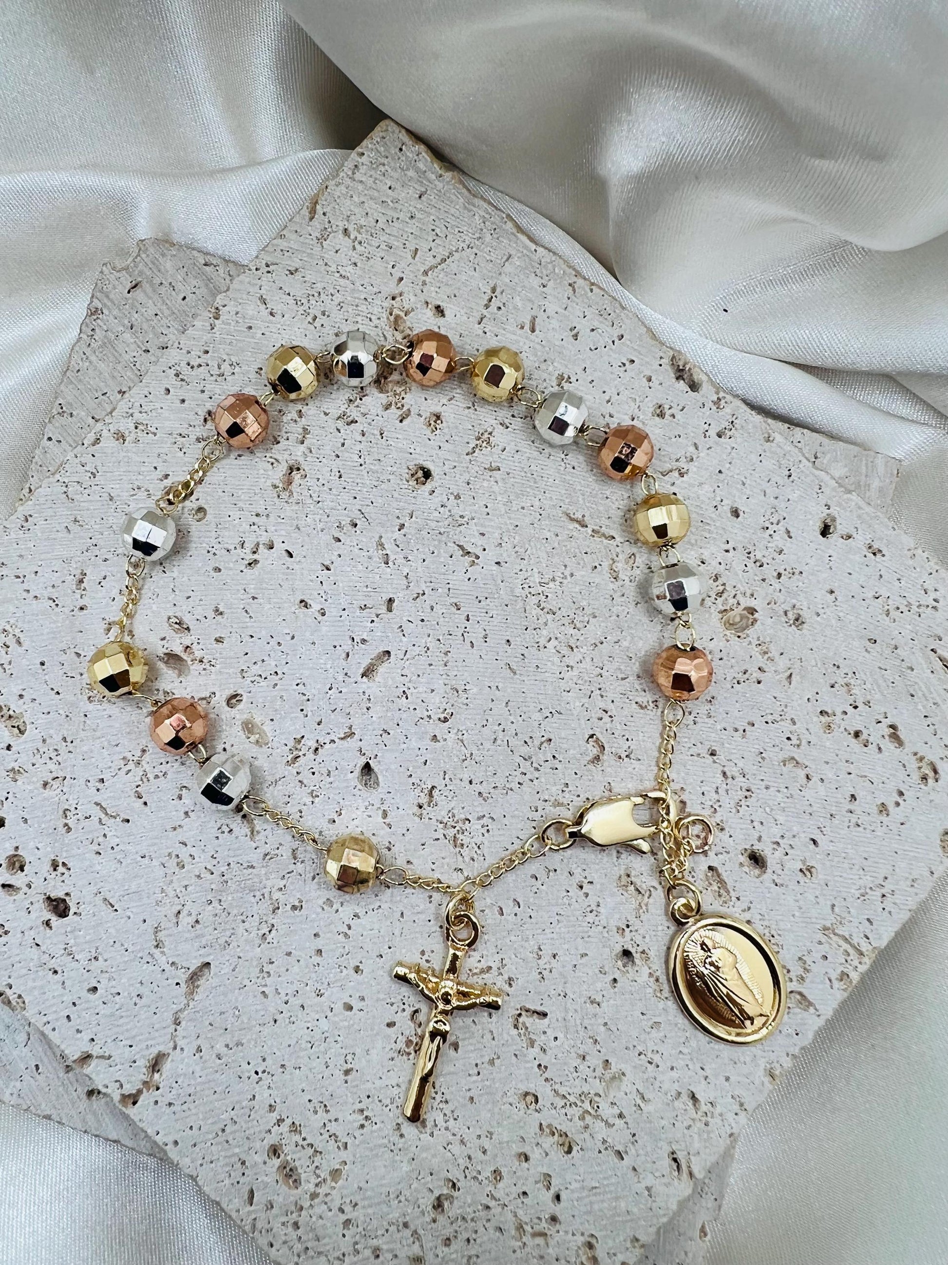 St.Jude Rosary Bracelet, tri tone