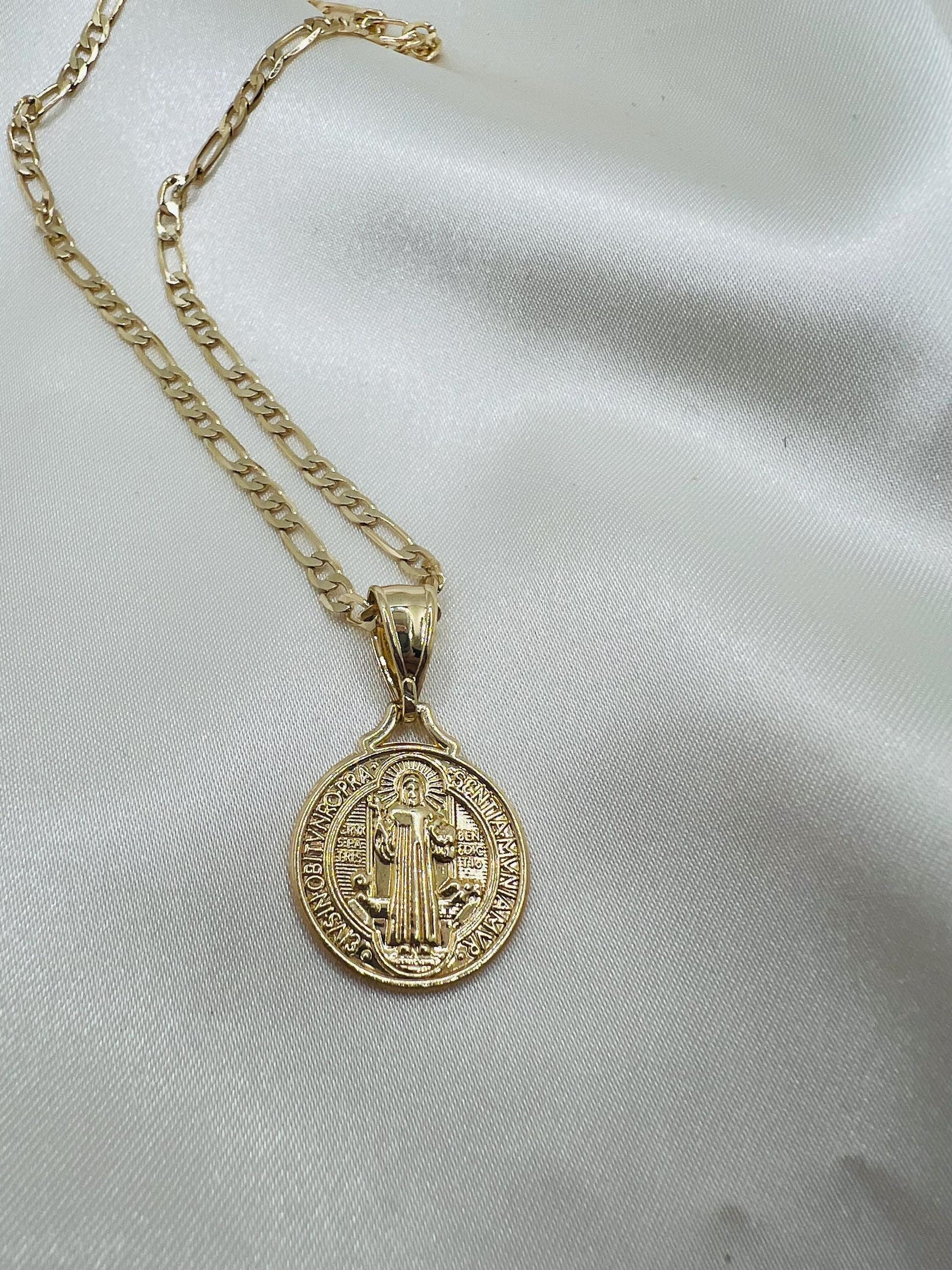 Classic St.Benedict charm necklace, 18k gold filled, San Benito