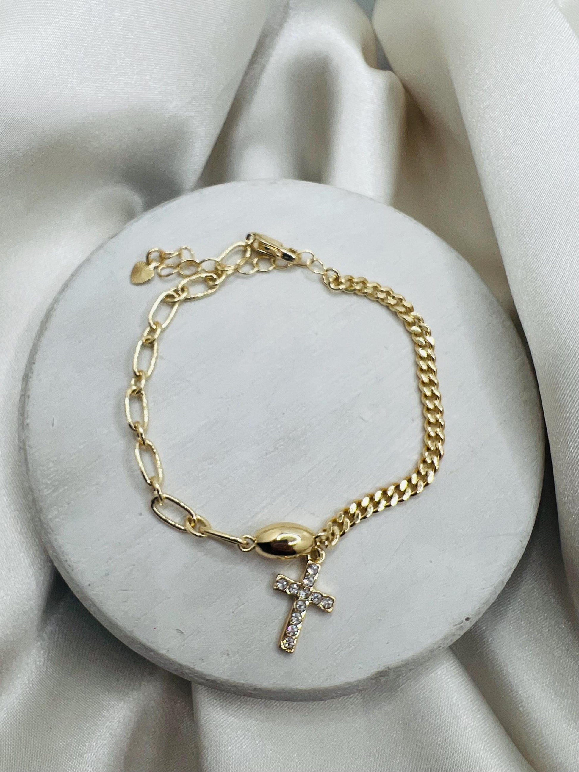 Rhinestone Cross Bracelet