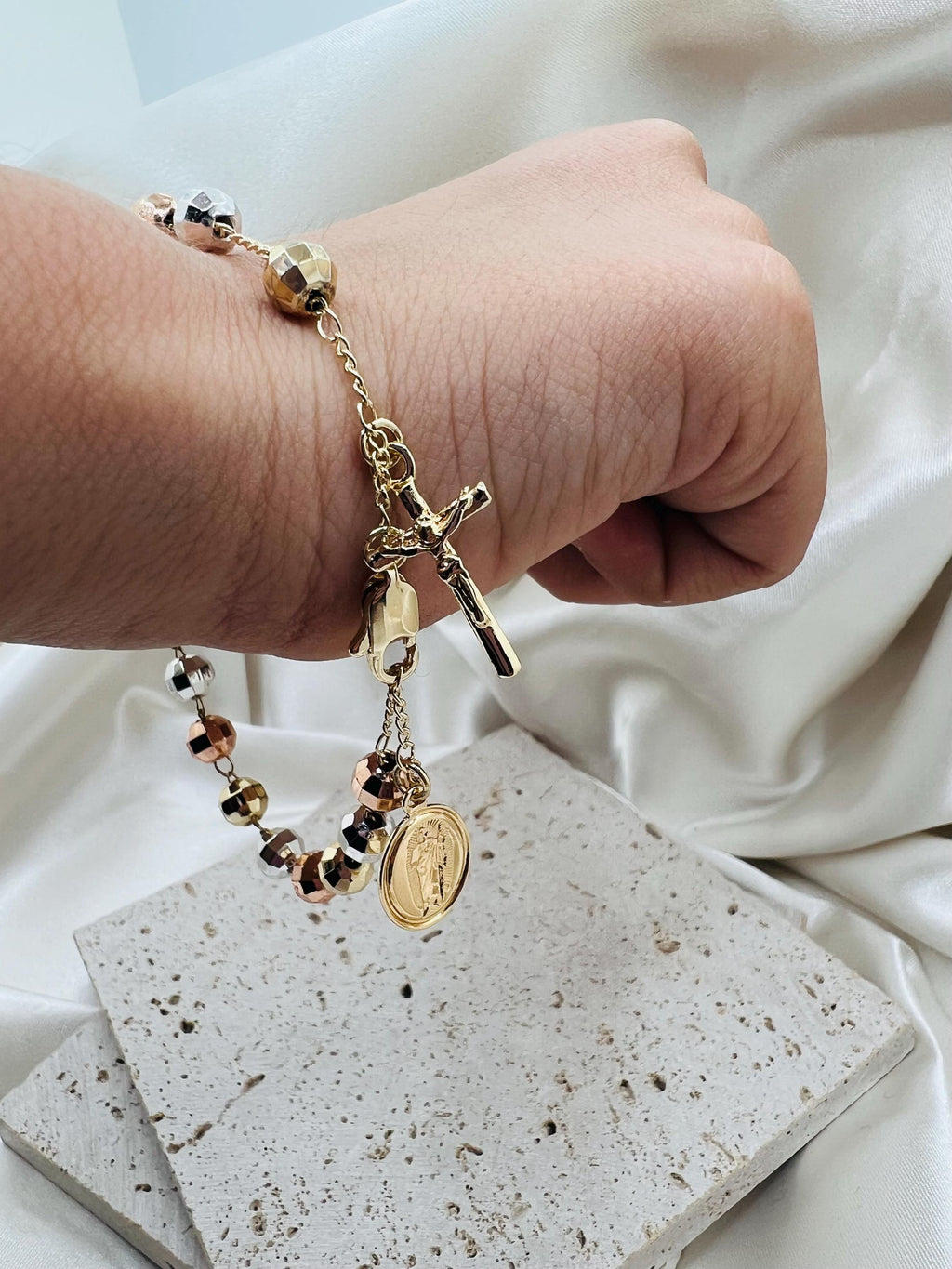 St.Jude Rosary Bracelet, tri tone
