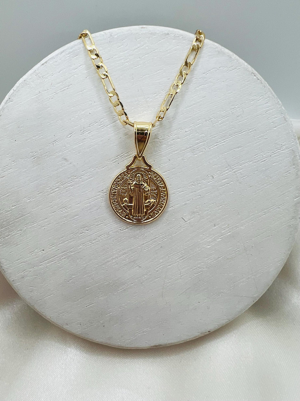 Classic St.Benedict charm necklace, 18k gold filled, San Benito