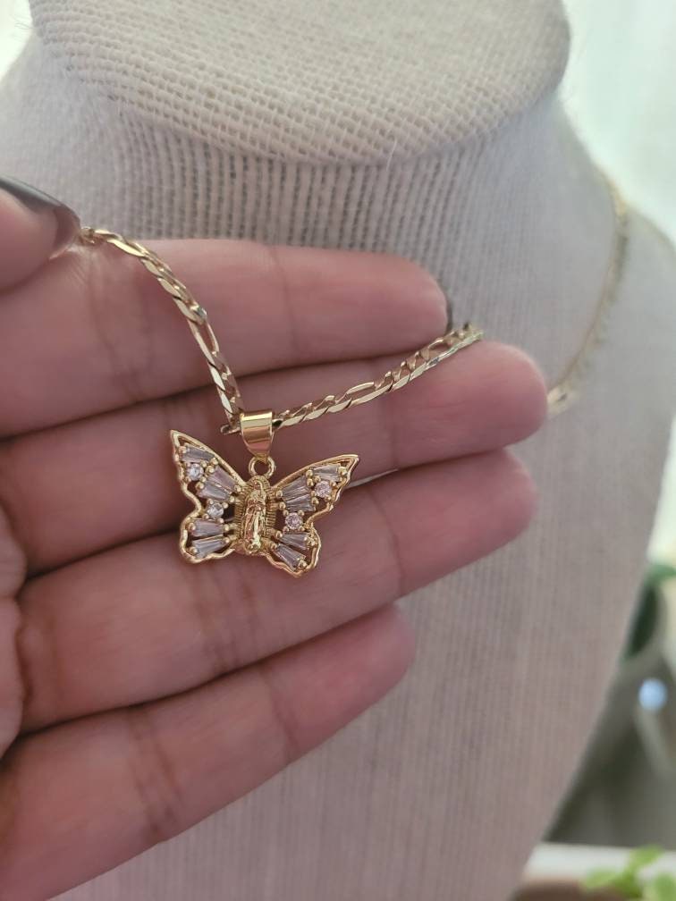 Butterfly Monarch Virgin Mary Necklace