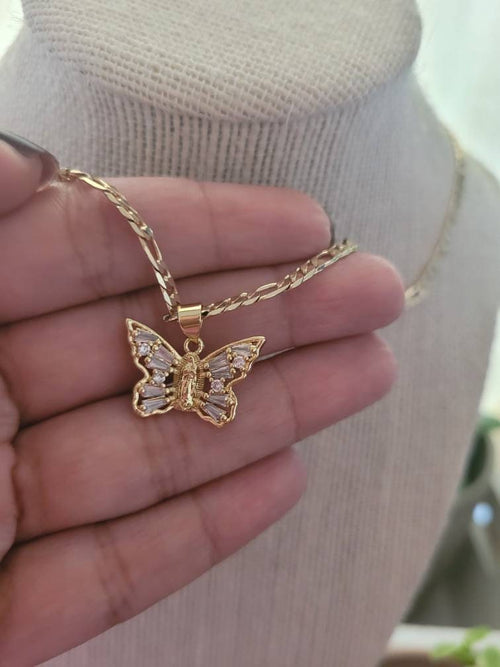 Butterfly Monarch Virgin Mary Necklace