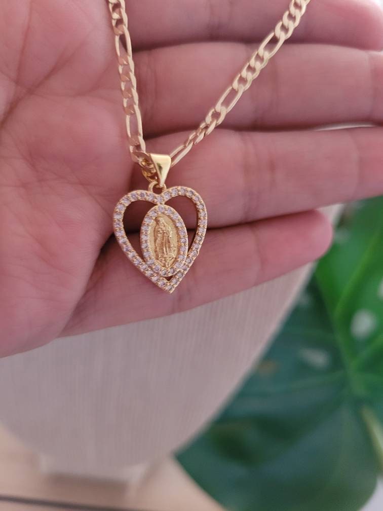 Heart Virgin Mary pendant necklace