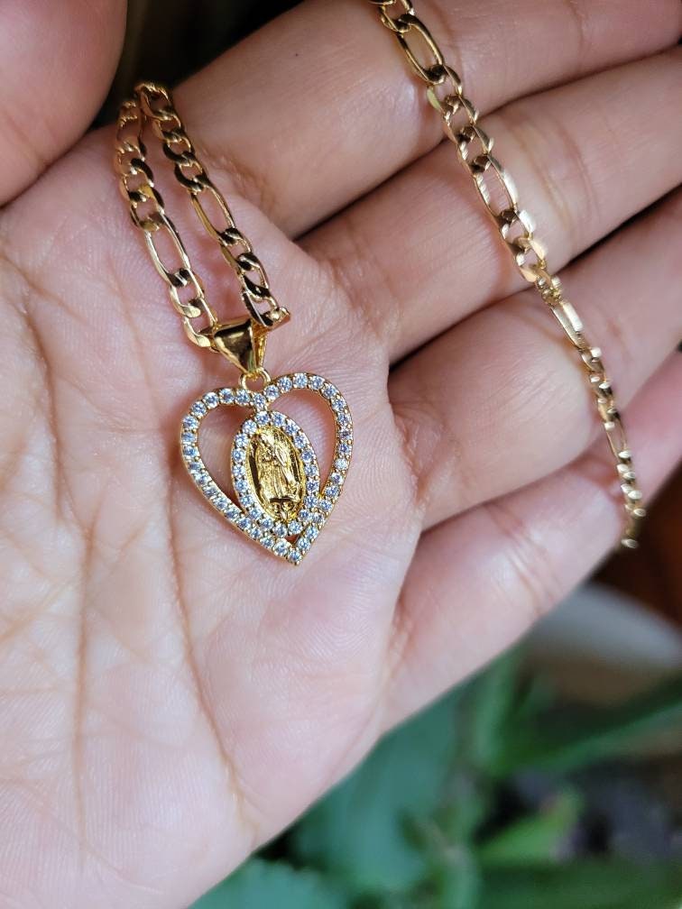 Heart Virgin Mary pendant necklace