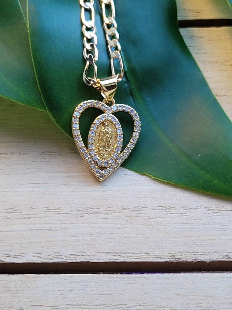 Heart Virgin Mary pendant necklace