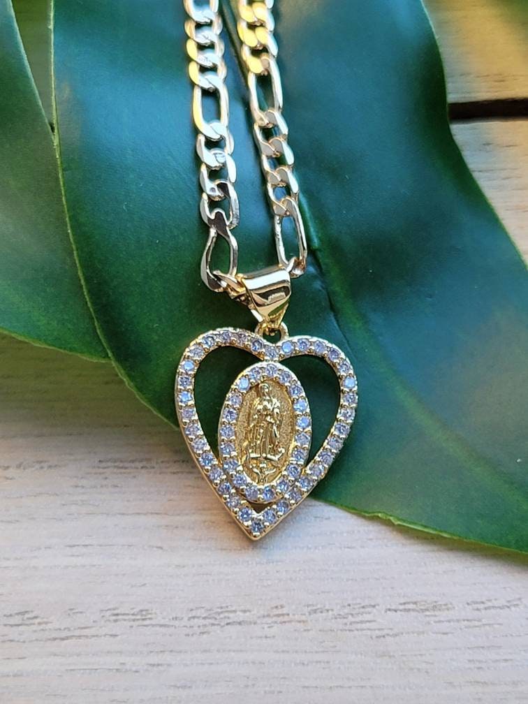 Heart Virgin Mary pendant necklace