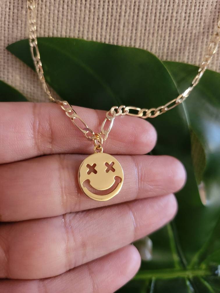 Smiley face x-eye, happy face, emoji charm Necklace
