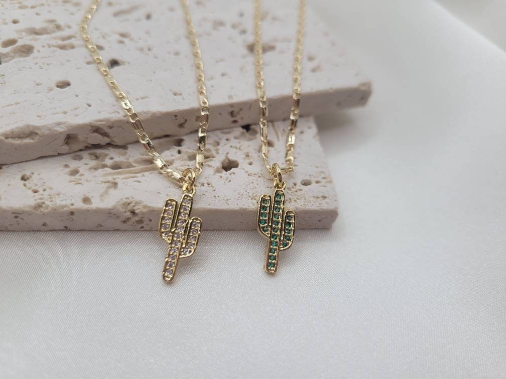 Mini Cactus charm necklace, cacti