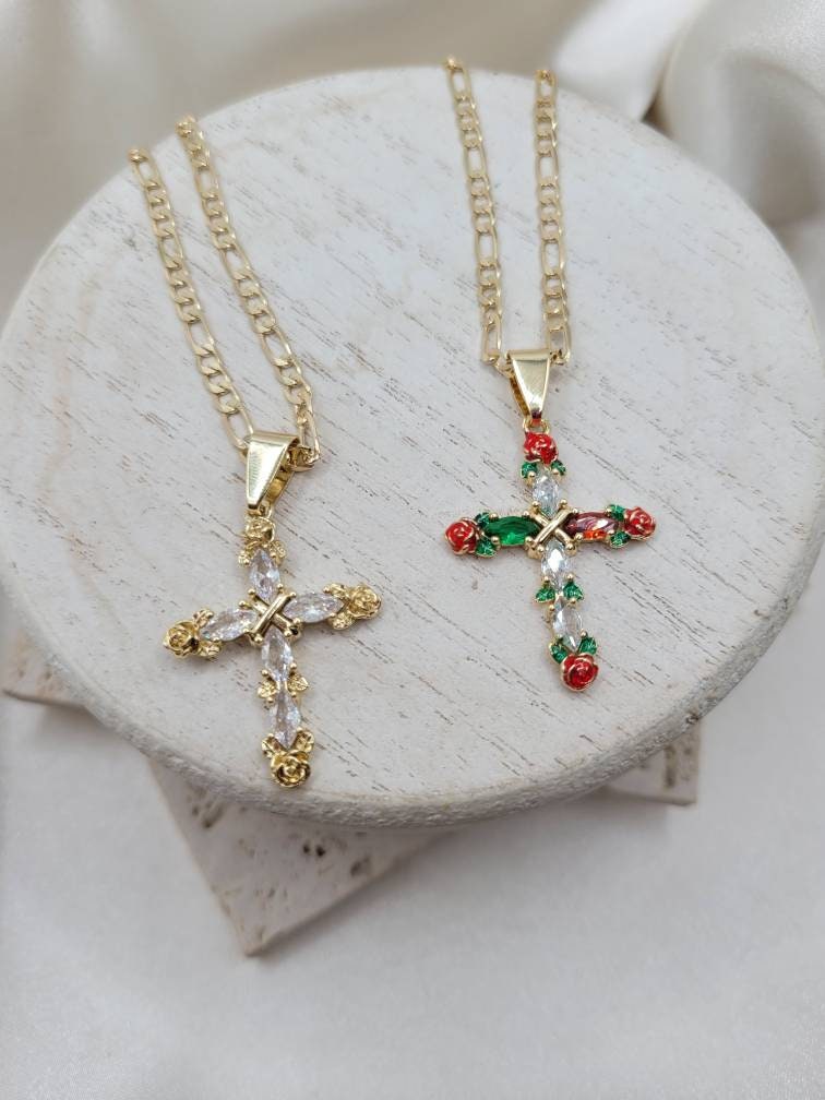 Flower Cross Necklace