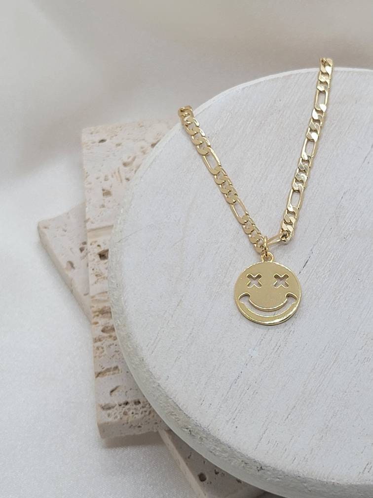 Smiley face x-eye, happy face, emoji charm Necklace