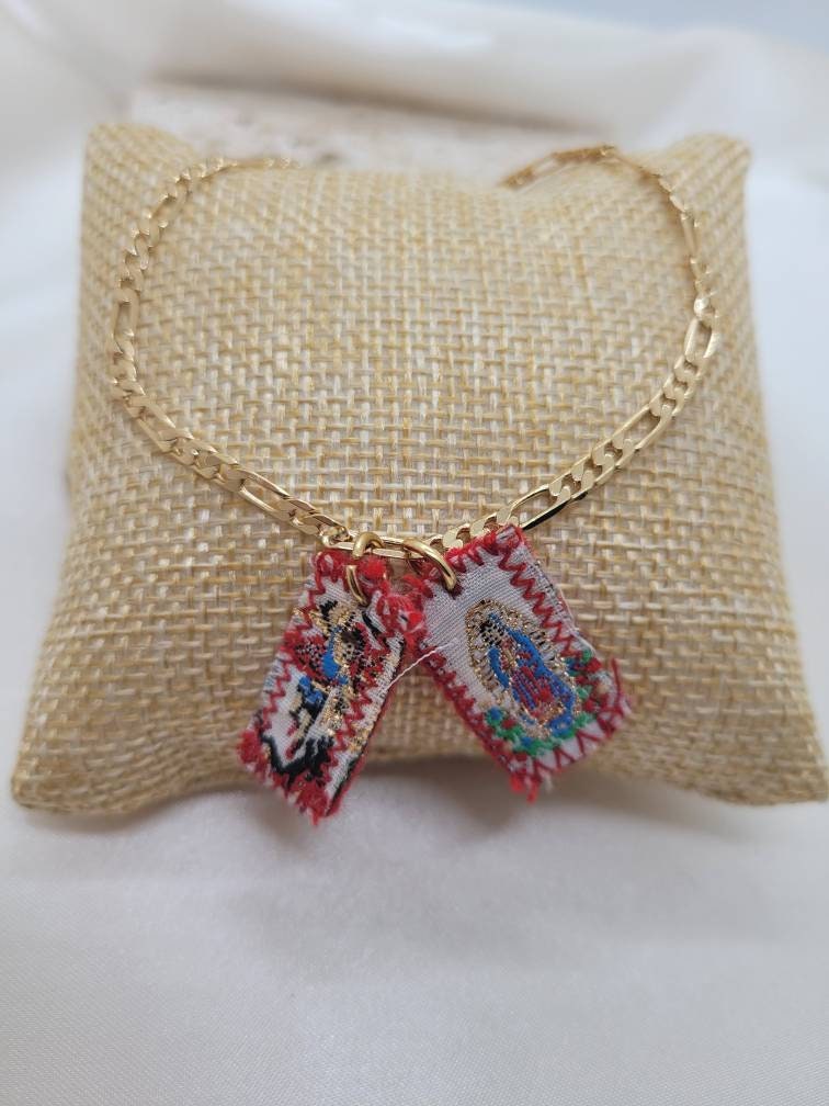 Gold mini scapular bracelet