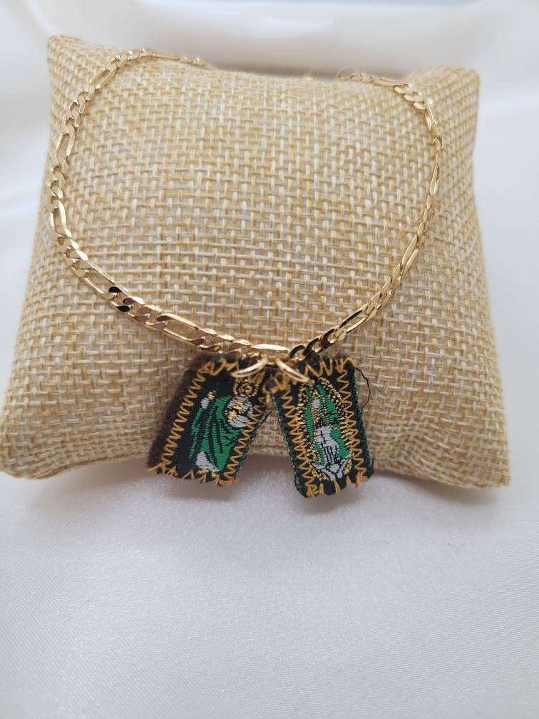 Gold mini scapular bracelet