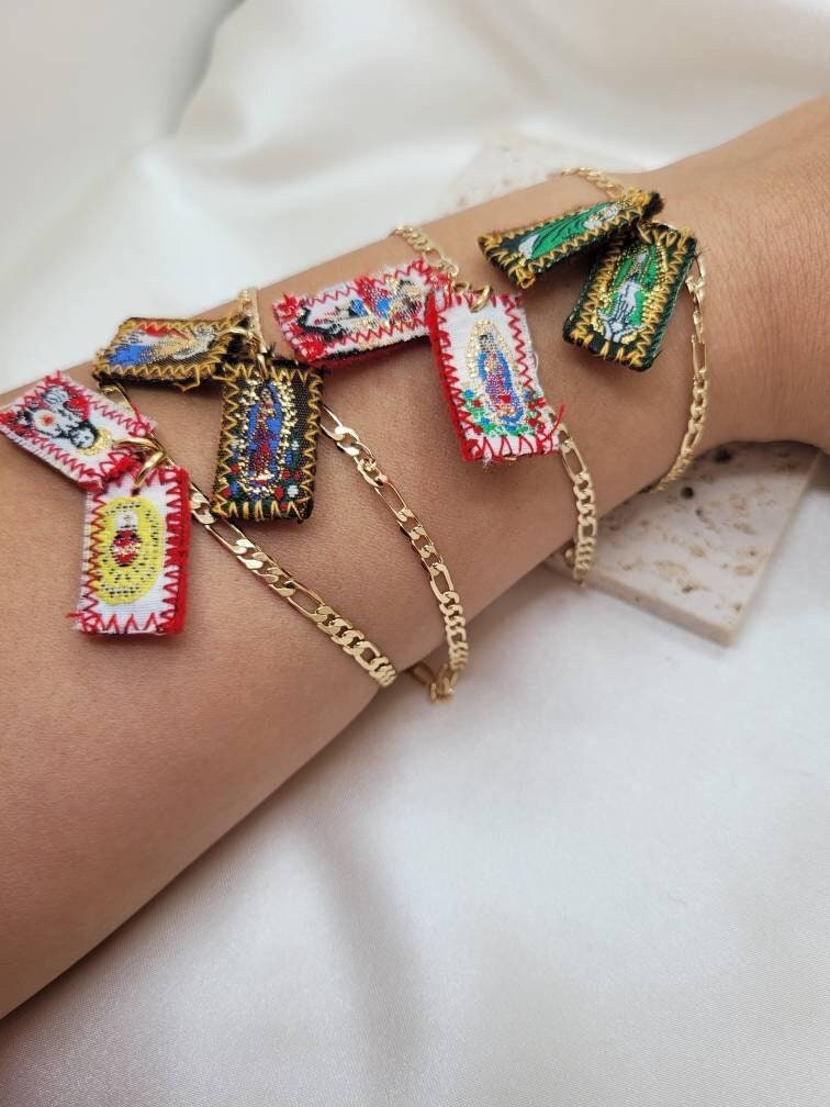 Gold mini scapular bracelet