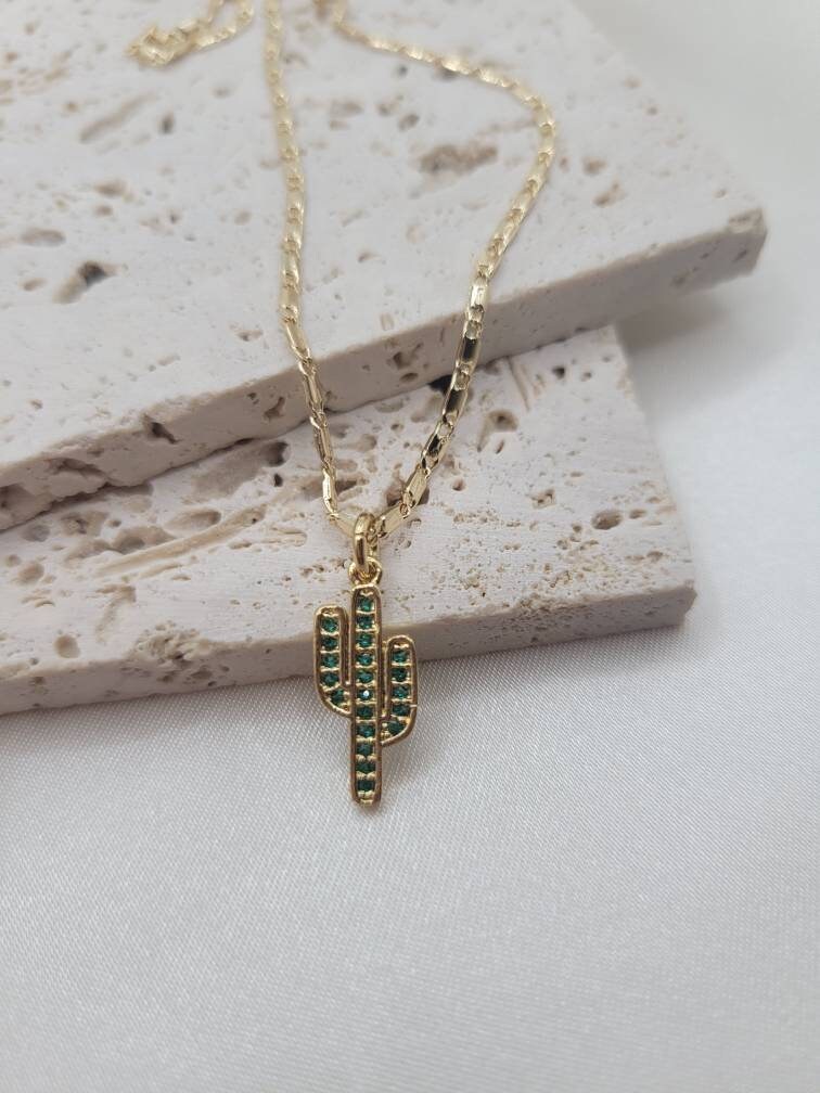 Mini Cactus charm necklace, cacti