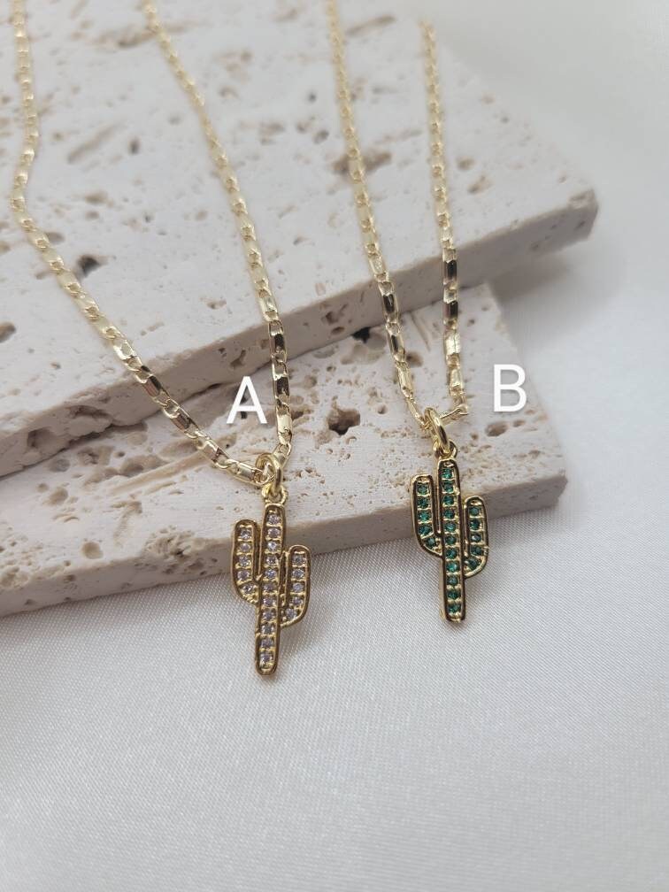 Mini Cactus charm necklace, cacti