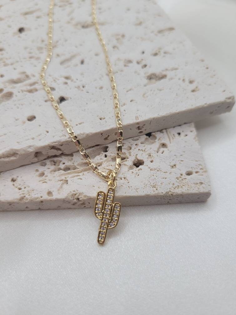 Mini Cactus charm necklace, cacti