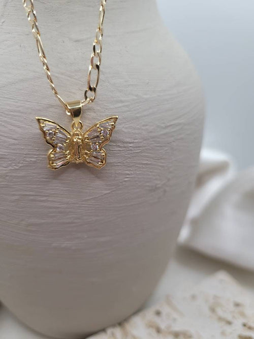 Butterfly Monarch Virgin Mary Necklace