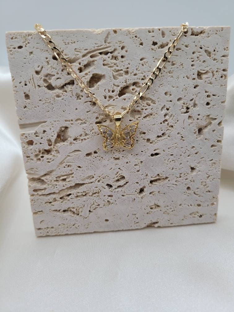 Butterfly Monarch Virgin Mary Necklace