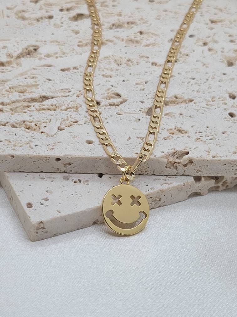 Smiley face x-eye, happy face, emoji charm Necklace