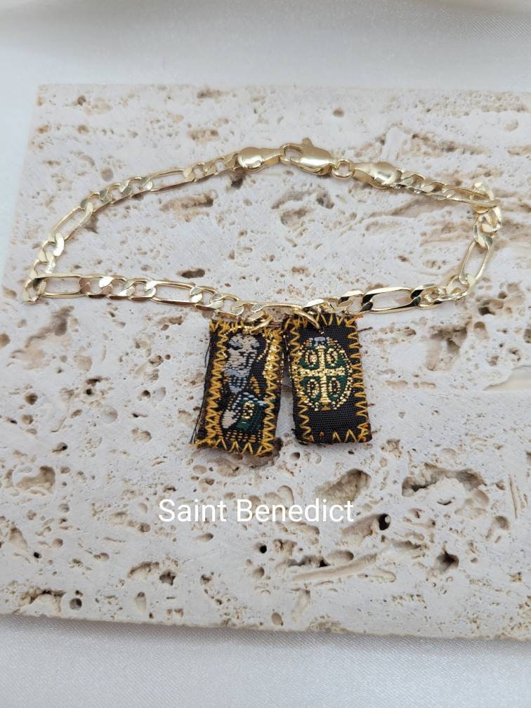 Gold mini scapular bracelet