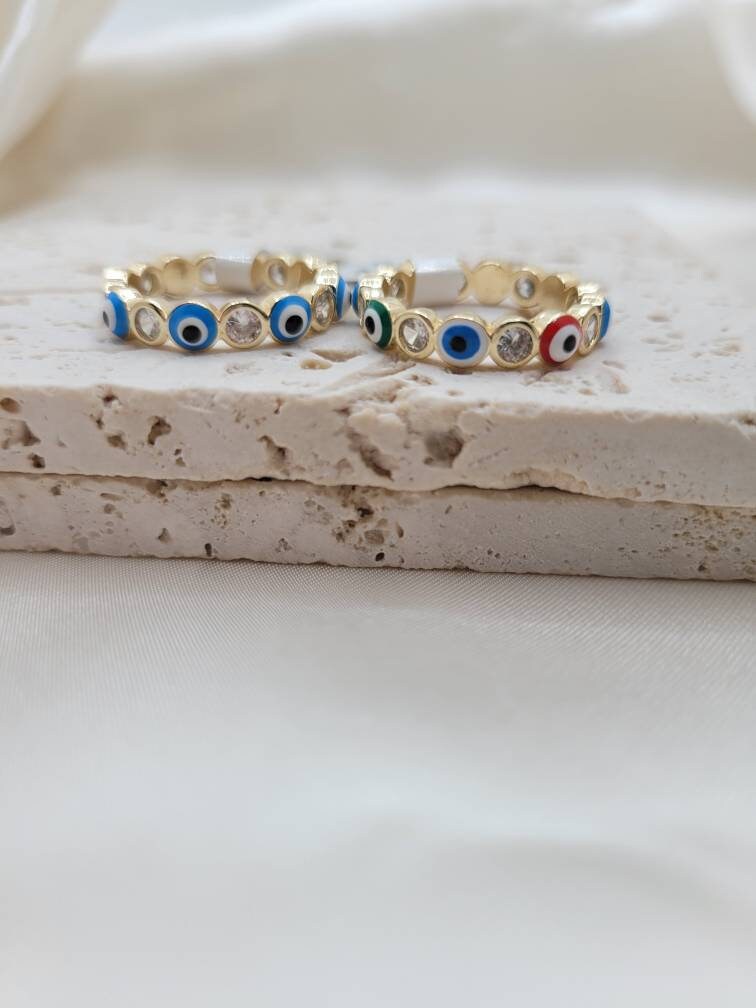 Evil eye ring, blue, multi color