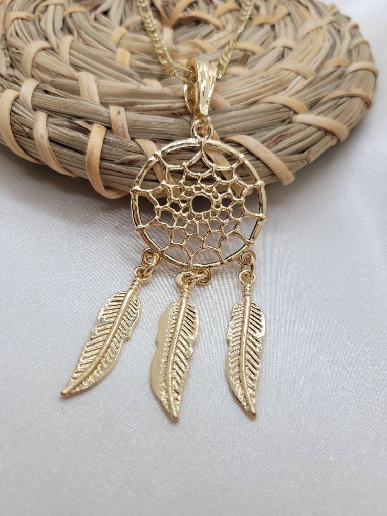 Dream Catcher, 18k gold filled necklace, Native American, dreamcatcher