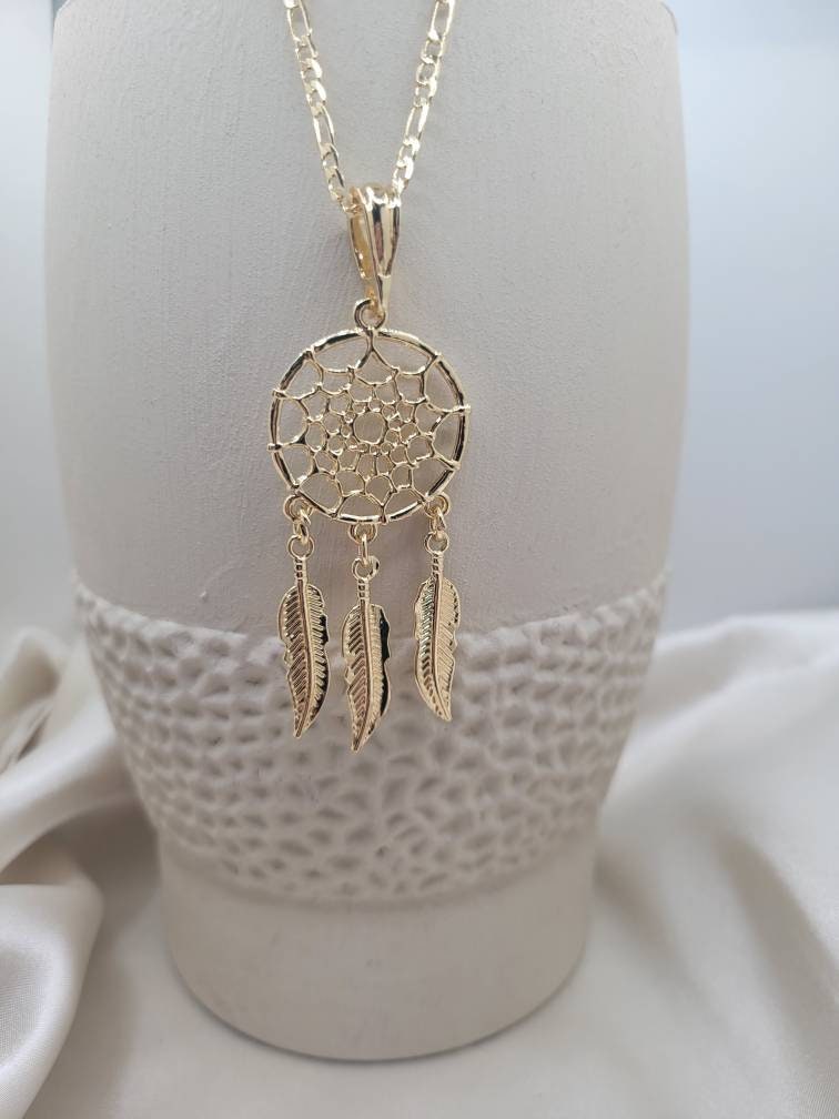Dream Catcher, 18k gold filled necklace, Native American, dreamcatcher