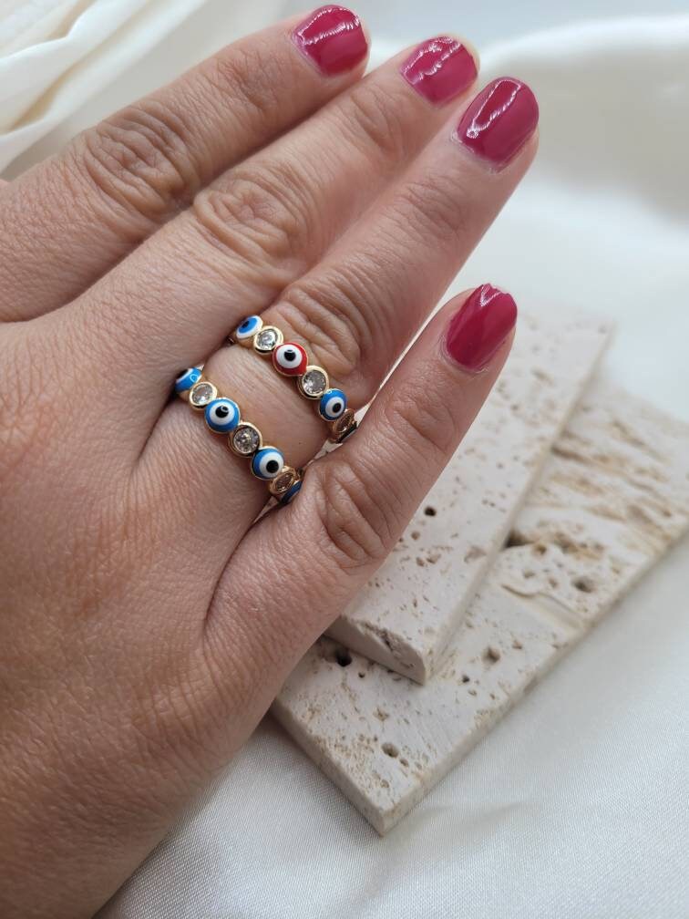 Evil eye ring, blue, multi color