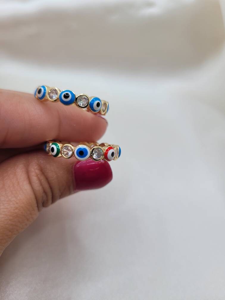 Evil eye ring, blue, multi color