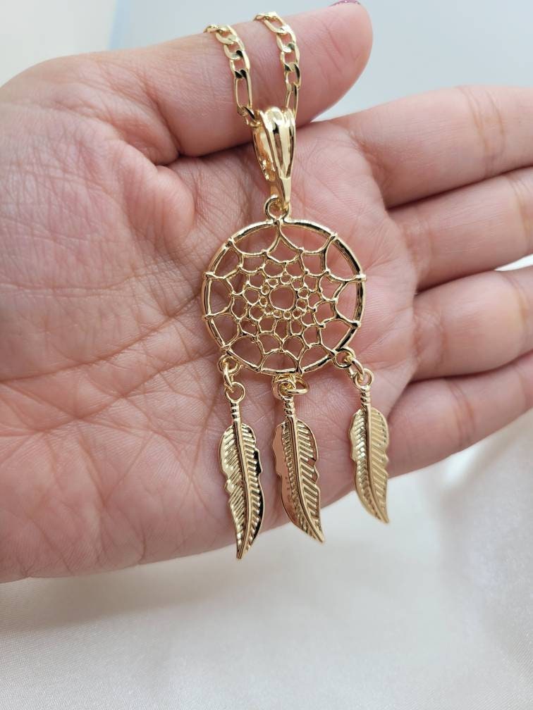 Dream Catcher, 18k gold filled necklace, Native American, dreamcatcher
