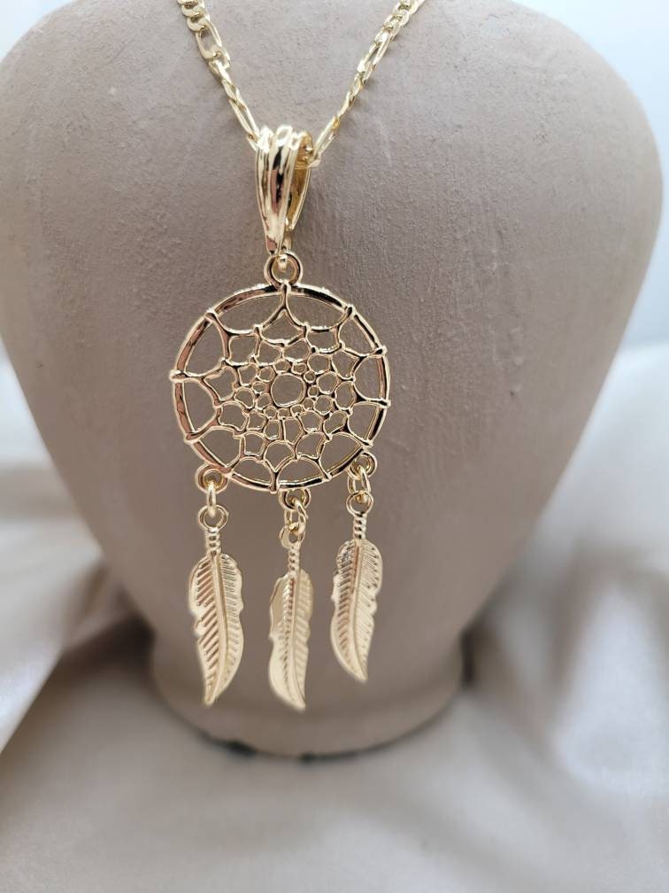 Dream Catcher, 18k gold filled necklace, Native American, dreamcatcher