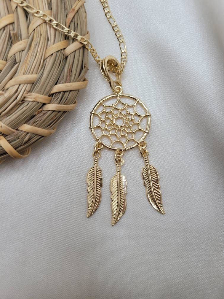 Dream Catcher, 18k gold filled necklace, Native American, dreamcatcher