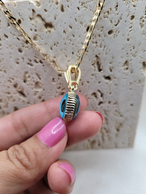 Blue Round Evil Eye Pendant necklace