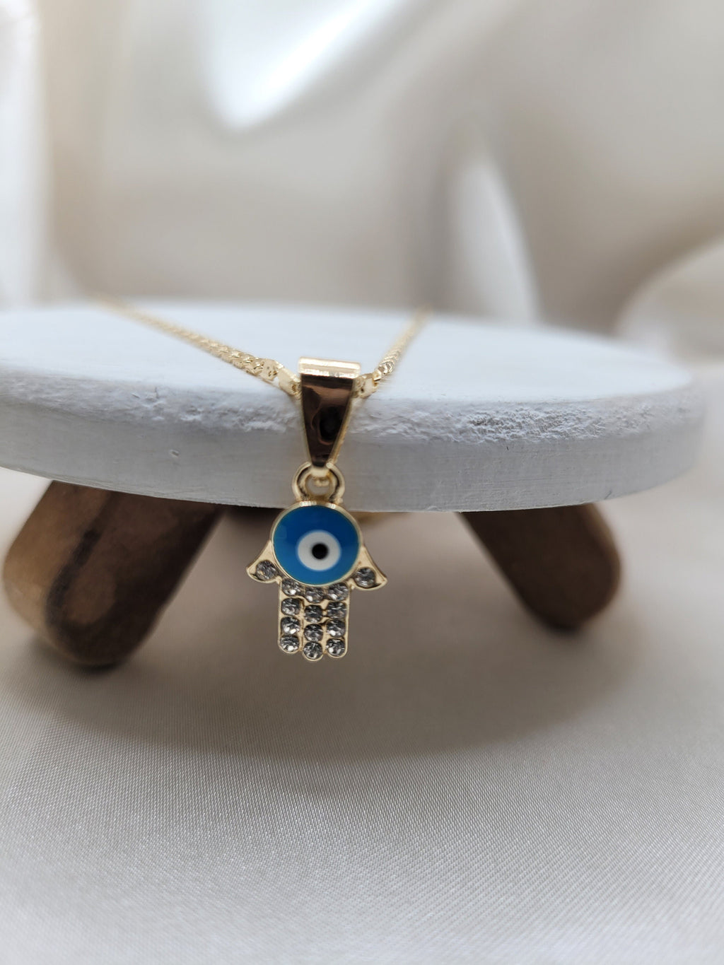 Small evil Eye Hamsa Pendant Necklace