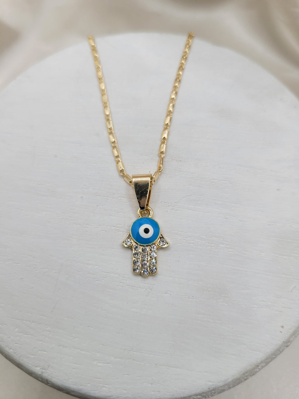 Small evil Eye Hamsa Pendant Necklace