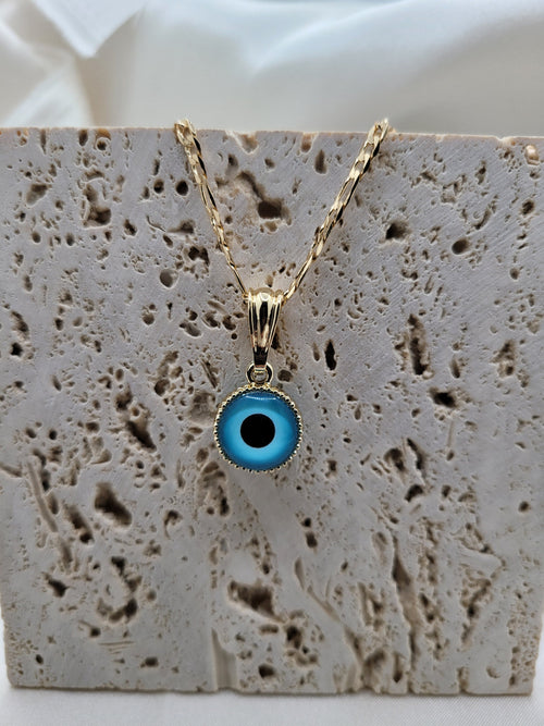 Blue Round Evil Eye Pendant necklace