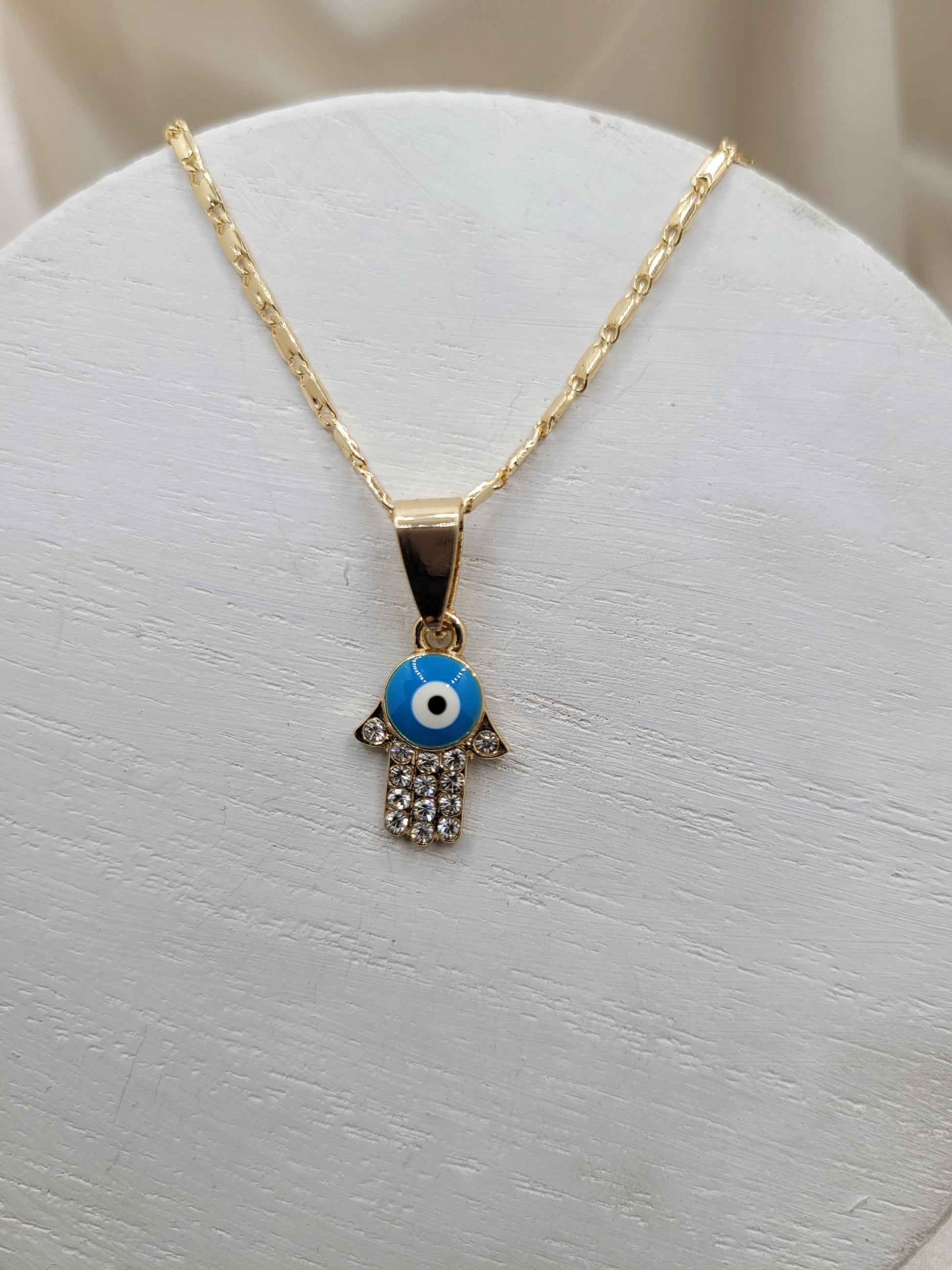 Small evil Eye Hamsa Pendant Necklace
