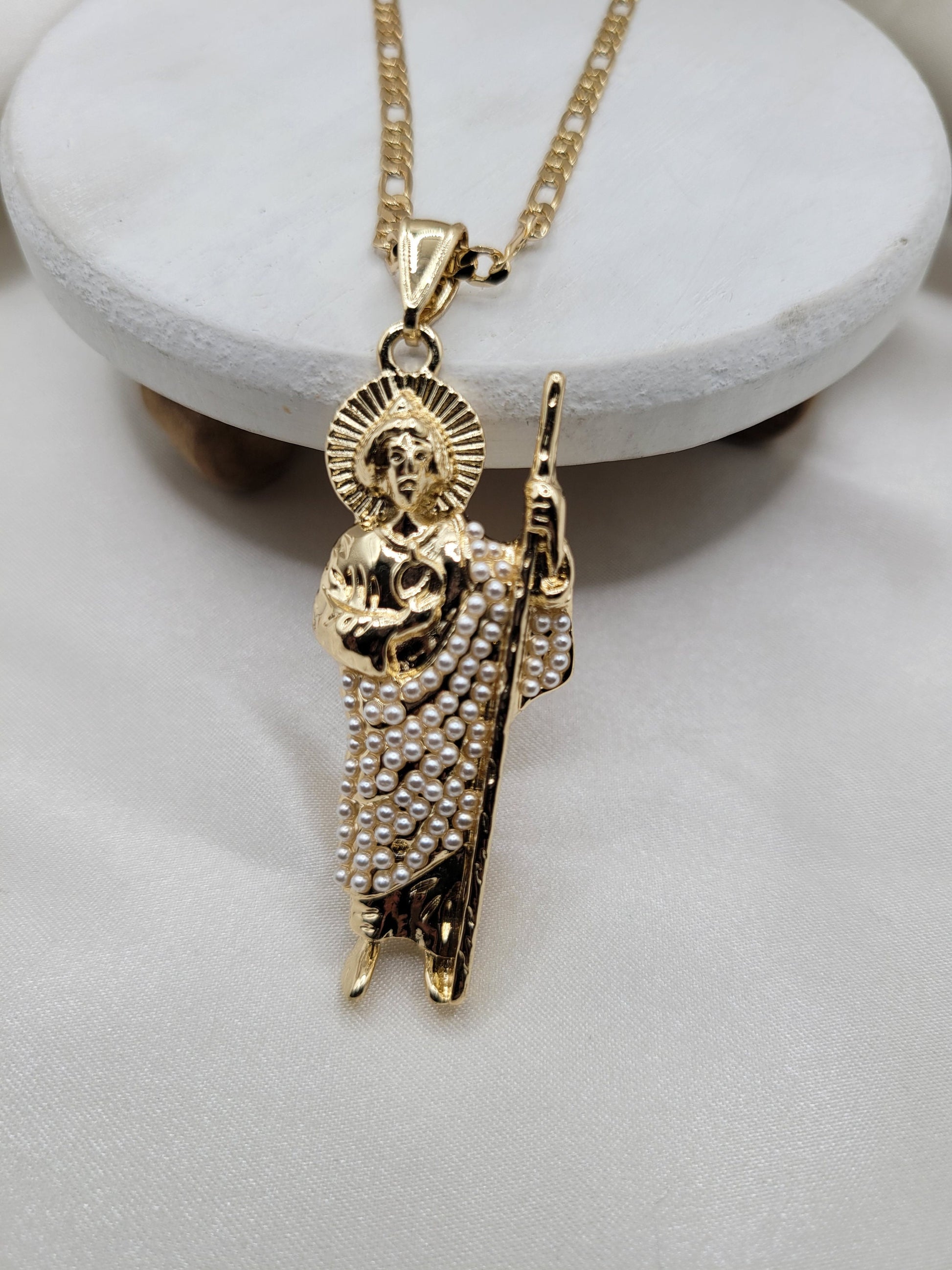 Pearl Saint Jude pendant necklace